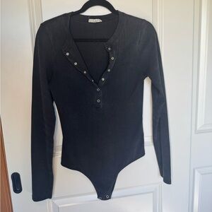 Eesome Charcoal Button-Up Bodysuit